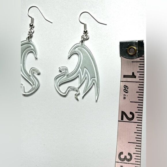 Flying serpent/dragon acrylic handmade earrings - Picture 2 of 2